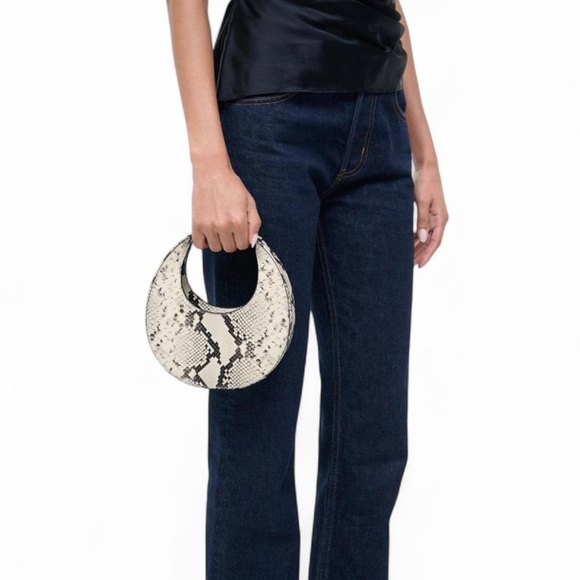 STAUD Goodnight Moon Leather Bag White Snake - Picture 2 of 13
